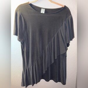 Elegant Gray Ruffle Top